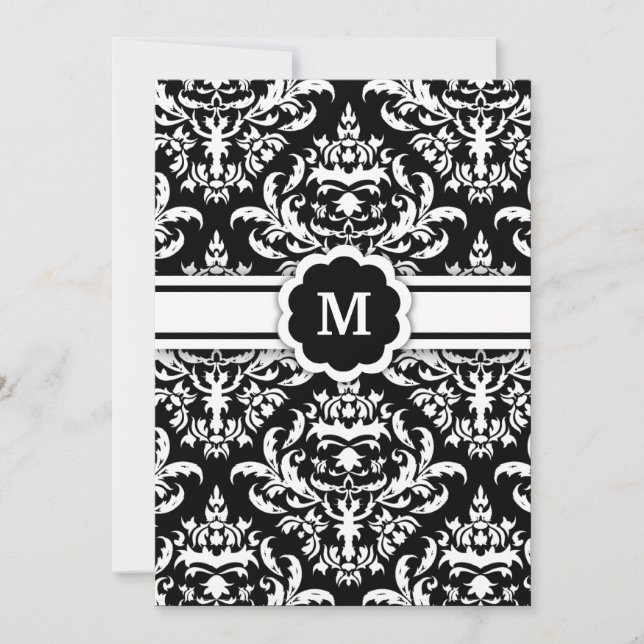 Convites 311-Marissa Monogramas Damask Black (Frente)