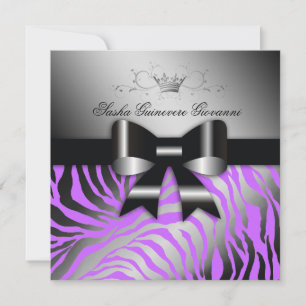 Convites 311-Night Zebra Shimmer - Roxo Elétrico  Doce 16