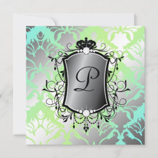 Convites 311 Ooh La La Água Lima Damask Chás de Bebê