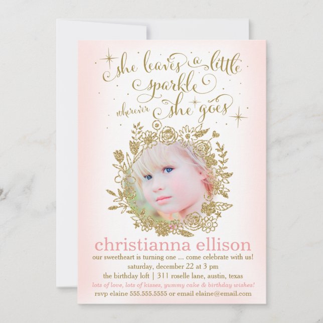 Convites 311 Peach Ela Deixa Um Pouco De Floral (Frente)