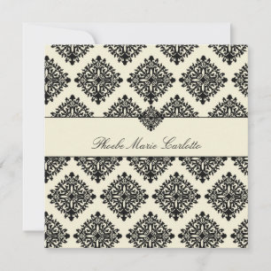 Convites 311-Phoebe Cream & Black Damask Invitation