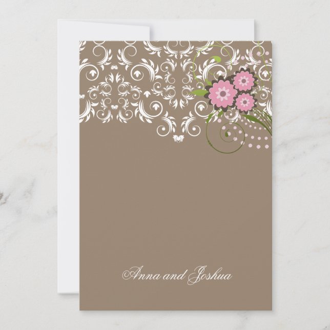Convites 311-Pink areia floral do Flourish | (Frente)