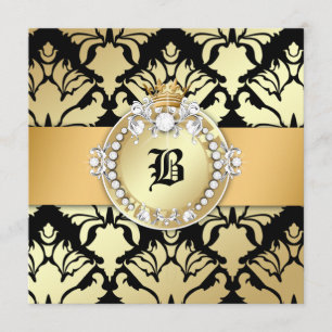 Convites 311 preto fabuloso da rainha do Shimmer do damasco