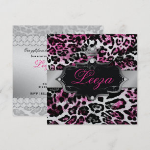 Convites 311-Princesa Barroca Princesa Preta-Rosa-Leopardo-