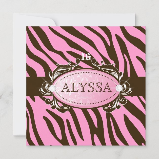Convites 311-Rosa-Luxuosamente N-Zebra-Castanho-16 (Frente)