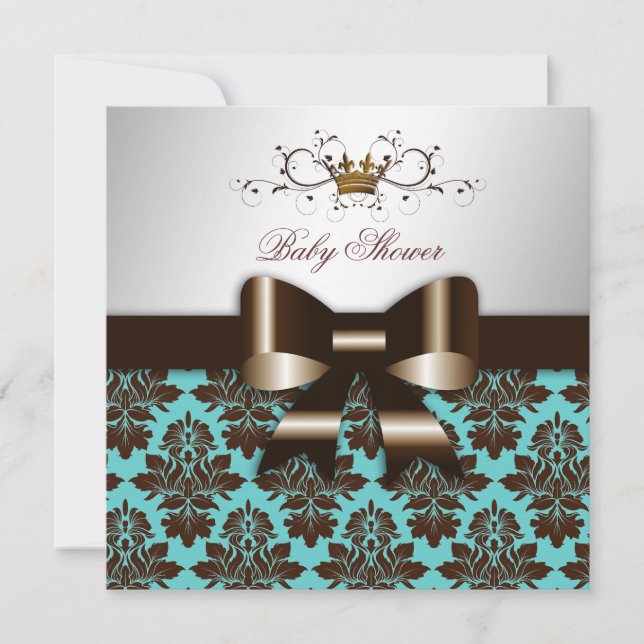 Convites 311 Rosa Turquesa Blackberry Brown Damask (Frente)