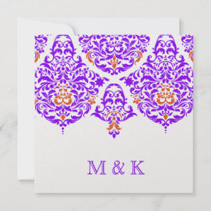 Convites 311 Seg Cherie Damask Fabuloso Laranja Roxo