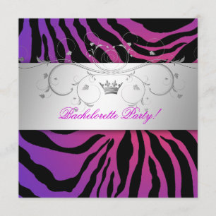 Convites 311-Silver Divine a zebra roxa Bachelorette do