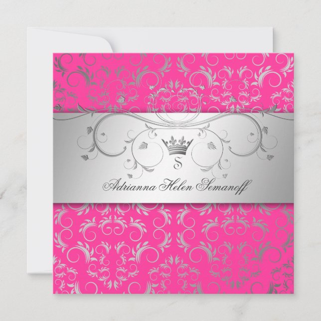 Convites 311-Silver Divine o rosa de Hott (Frente)