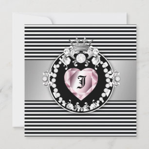 Convites 311-Striped Queen of Hearts Sweet 16