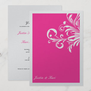 Convites 311-Swirls-Swanky-Hot Pink Metálico
