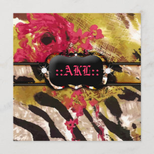 Convites 311-Tigress/zebra Bachelorette cor-de-rosa