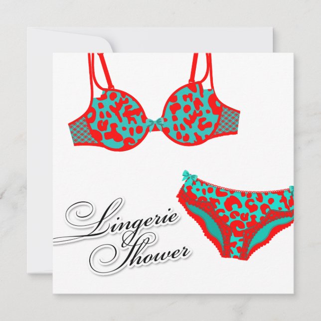 Convites 311-Turquesa Lingerie Vermelha-Leopardo (Frente)