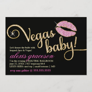 Convites 311 Vegas Baby Sparkle Kiss Metálico