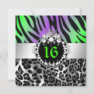 Convites 311 Zebra-LeoTique Diamantes n' Kisses Sweet 16