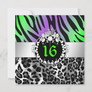 Convites 311 Zebra-LeoTique Diamantes n' Kisses Sweet 16