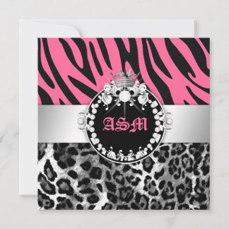 Convites 311-Zebra-LeoTique Diamantes n' Kisses Sweet 16