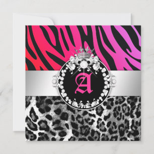 Convites 311-Zebra-LeoTique Diamantes n' Kisses Sweet 16