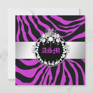 Convites 311-Zebra-Tique Diamantes Doce Dezesseis Púrpura