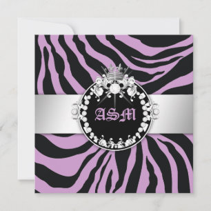 Convites 311-Zebra-Tique Diamantes Doce Dezesseis Roxos