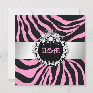 Convites 311-Zebra-Tique Diamantes n' Kisses Sweet 16 SPink