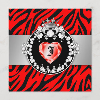 Convites 311 Zebra Tique Kiss Queen of Hearts Sweet16