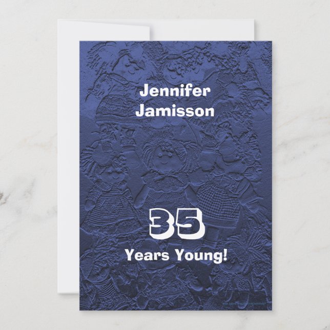 Convites 35ª Festa de aniversário, , Bolsas Azuis Escuras,  (Frente)