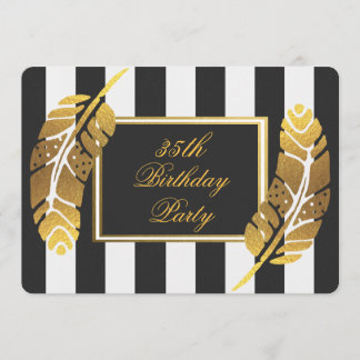 Convites 35º aniversário Dourado Pena Preta