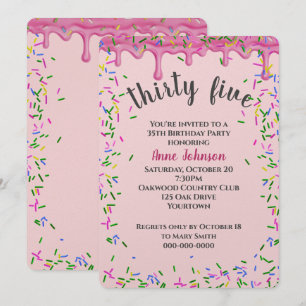 Convites 35.º Aniversário, Grito Rosa E Sprinkles