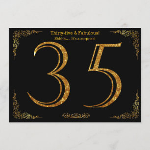 Convites 35.a Festa de aniversário,Gatsby styl,dourado pre