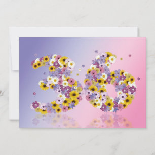 Convites 36.a Festa de aniversário, com letras em flor