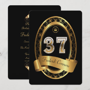 Convites 37ª,festa de aniversário, homem, cor elegante