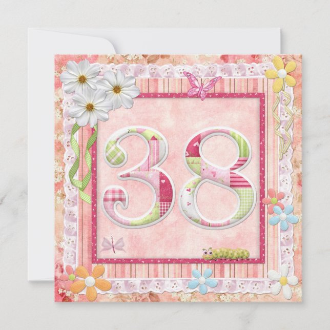 Convites 38.o estilo de abate de festas de aniversário (Frente)