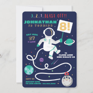 Convites 3 2 1 Explosão Do Tema Espacial Do Astronauta De 
