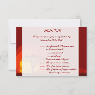Convites 3,5 x 5 R.S.V.P Placa de Resposta Vermelha Sunset