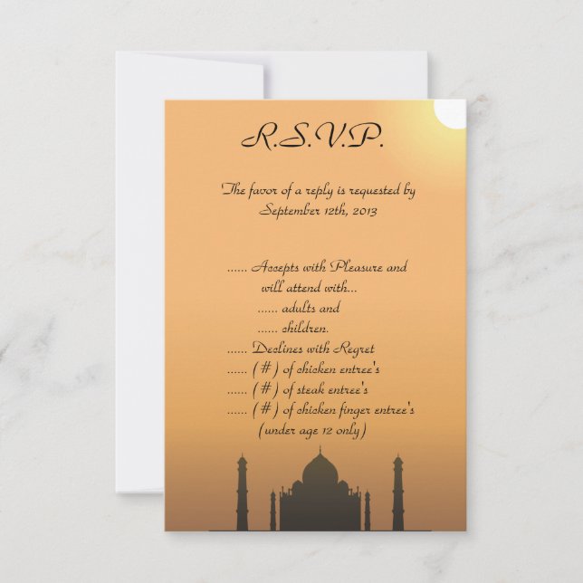 Convites 3,5 x 5 R.S.V.P Taj Mahal Sunset Oranger (Frente)