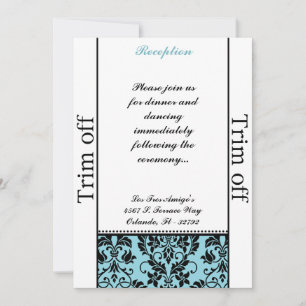 Convites 3,5 x 7 Recepção Black Damask Baby Bl