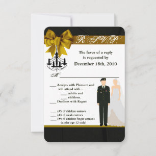 Convites 3.5x5 R.S.V.P. Card ARMY Uniform Groom Soldi