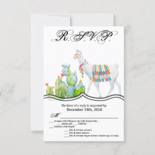 Convites 3,5x5 R.S.V.P. Card Boho Llama Bohemian Cactos Des