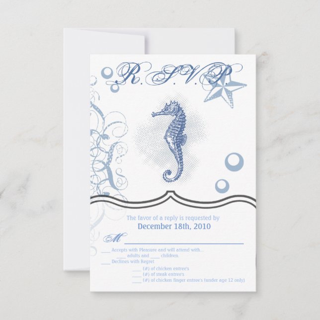 Convites 3,5x5 R.S.V.P. Card Seacavalo Sea Beach (Frente)