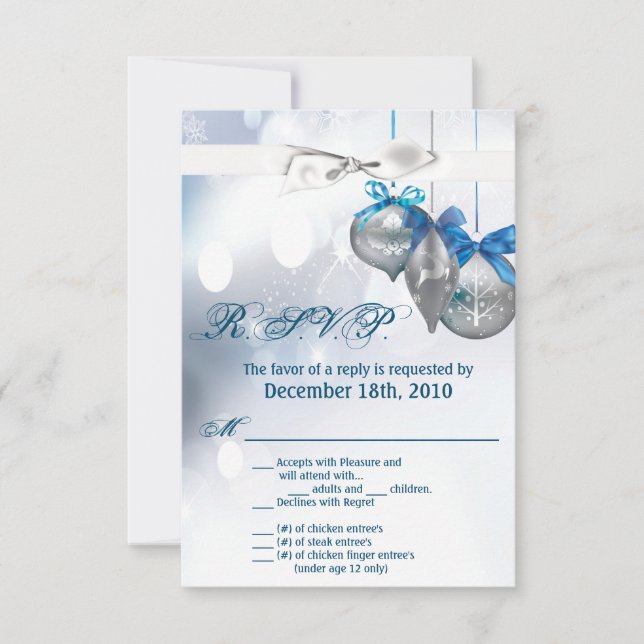 Convites 3.5x5 R.S.V.P. Ornamentos de placa Flocos de neve  (Frente)