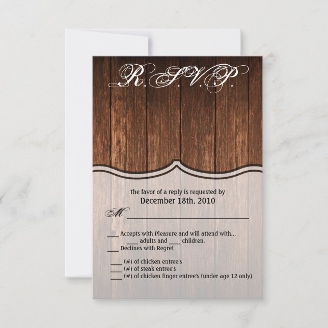 Convites 3,5x5 R.S.V.P. Placa Barn Wood Country Rustic (Frente)
