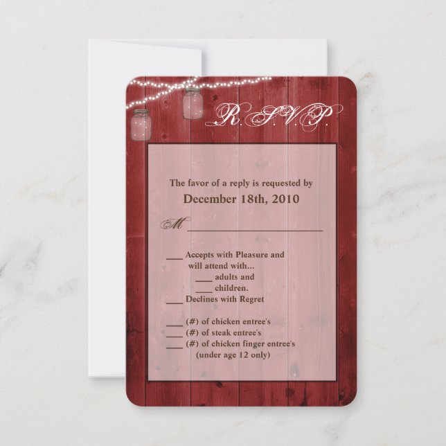 Convites 3.5x5 R.S.V.P. Placa Mason Jar String Luzes Madeir (Frente)