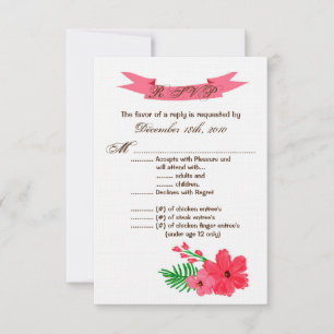 Convites 3,5x5 R.S.V.P. Placa Primavera Hibiscus Flor Havai