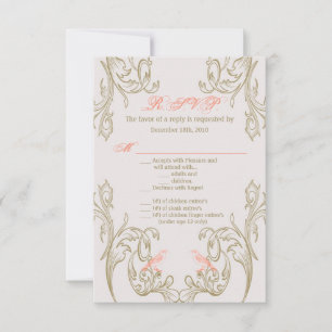 Convites 3.5x5 R.S.V.P. Placa Vintage Pássaros Vitorianos d