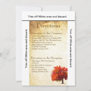 Convites 3,5x6 Direções Ficha de papel de árvore de queda v