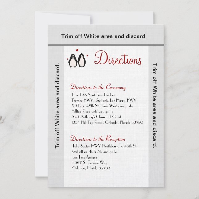 Convites 3,5x6 Direções Golpe de Pinguim (Frente)