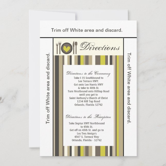 Convites 3,5x6 Direções Placa China Plate Silverware Place (Frente)