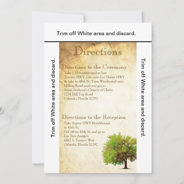 Convites 3,5x6 Direções Placa Primavera Papel de árvore com (Frente)