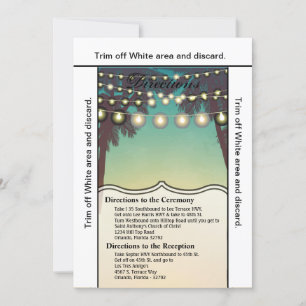 Convites 3,5x6 Diretions Card Beach Sunset Palm Trees Stri